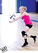 Above right, Jadyn Eastman bumps the ball over the net during a passing and hitting drill.