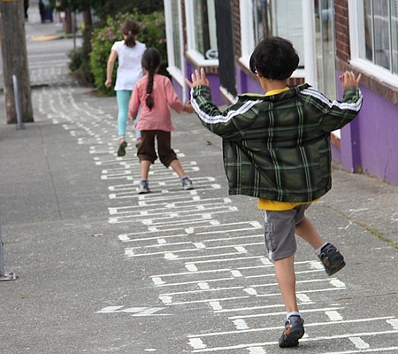 Neighborhood hopscotch on Saturday