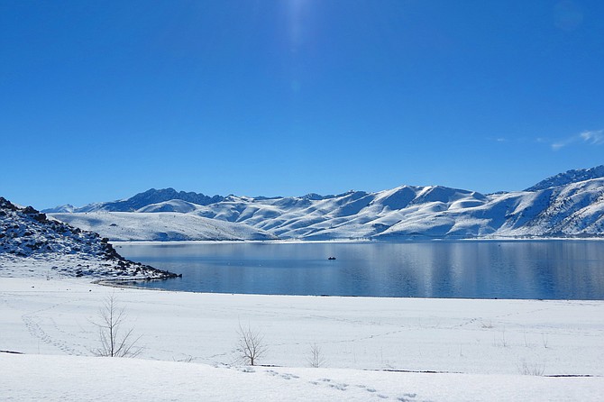 Topaz Lake was all silver and snowy last week.
