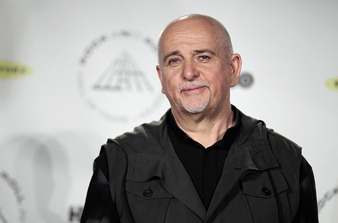 Hall of Fame Inductee Peter Gabriel appears in the press room at the 2014 Rock and Roll Hall of Fame Induction Ceremony on Thursday, April, 10, 2014 in New York. (Photo by Andy Kropa/Invision/AP)