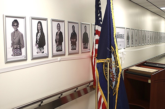 Steve Ranson/LVN
Lined up on one wall of the Ioannis A. Lougaris VA Medical Center in Reno are 39 photos of female veterans.