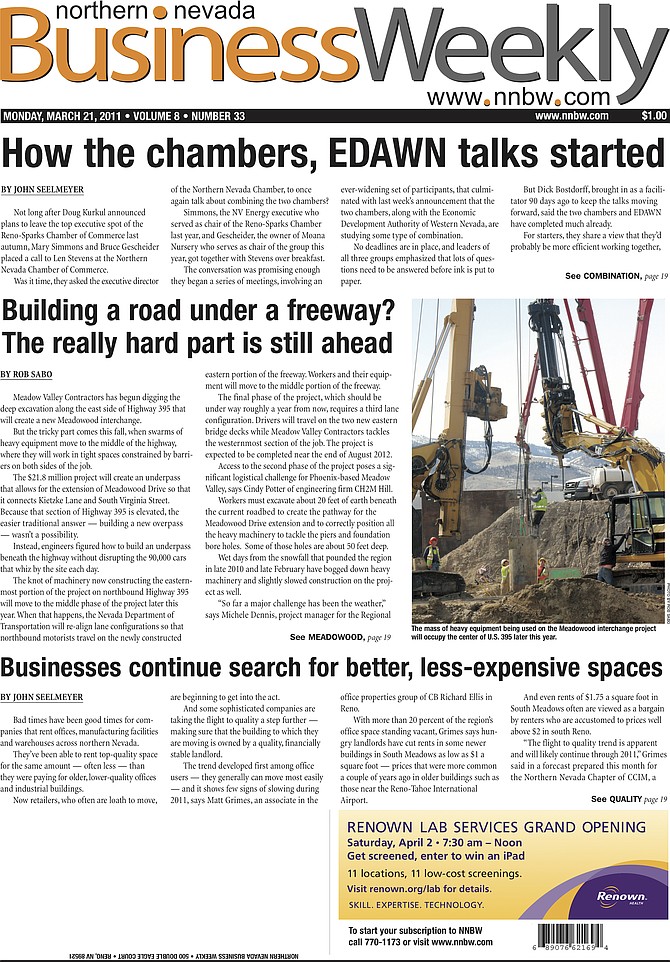The cover of the March 21, 2011, edition of the Northern Nevada Business Weekly.