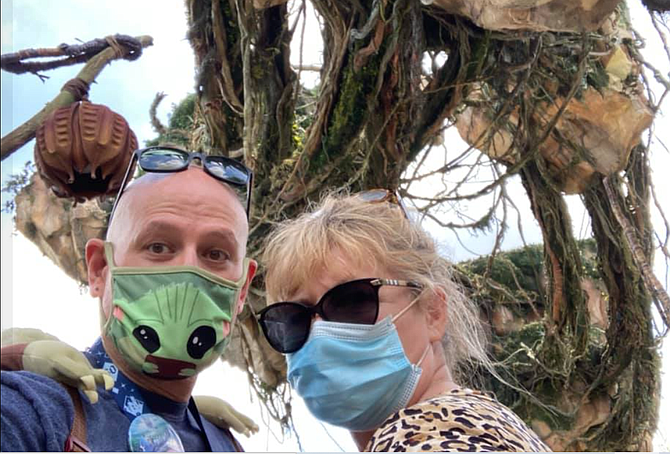 CHS teacher Jim Bean and his wife, CHS secretary Patty Bean on their Spring Break vacation to Orlando Florida's Kilimanjaro Everglades of Walt Disney World's Animal Kingdom