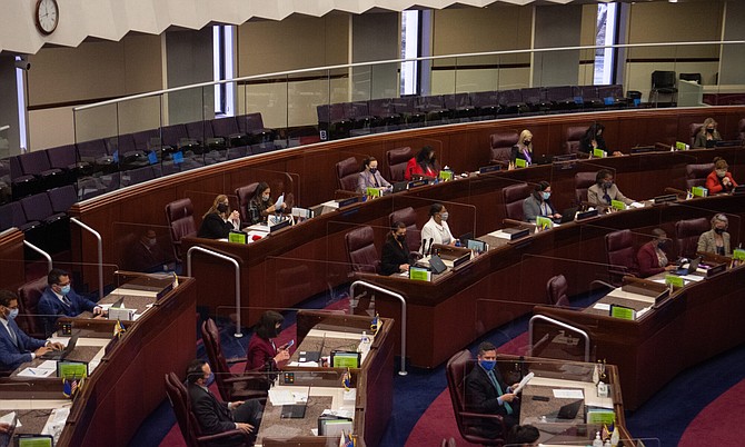 Members of the Assembly during the floor session inside the Legislature on Tuesday, March 9, 2021 in Carson City.