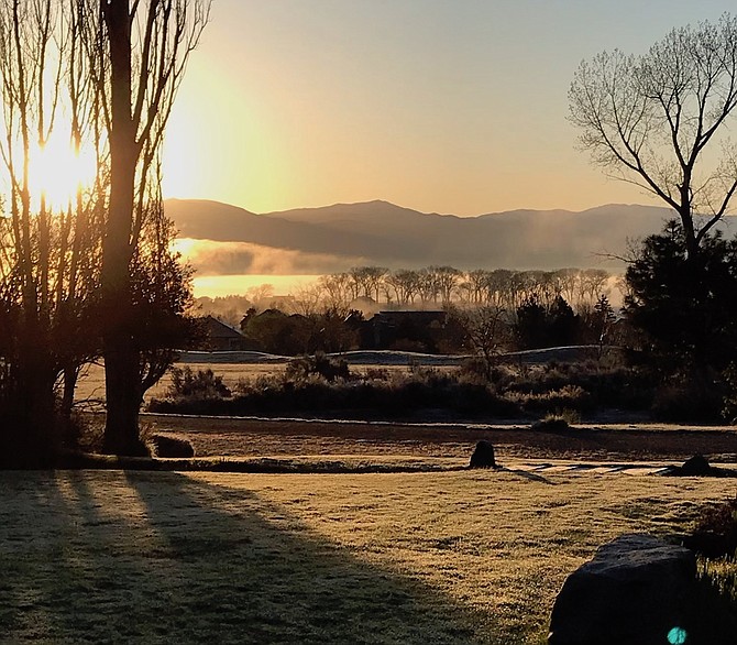 The grass was frosty across Carson Valley on Thursday morning as seen in this photo from Genoa resident Heather Hollister.