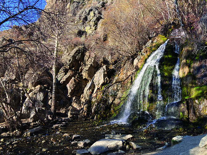 The 25-foot cascade is seen April 10. (Photo: Kyler Klix/Nevada Appeal)