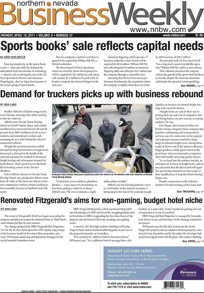 The cover of the April 18, 2011, edition of the Northern Nevada Business Weekly.