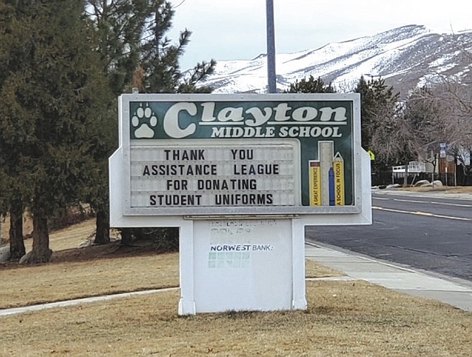 Clayton Middle School showcases on the school’s marquee its thanks to Assistance League. “Donations of this sort make us feel supported and connected to our community,” Principal Turnipseed said.