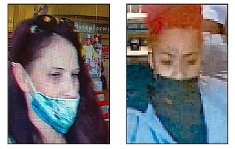Shoplifters sought by the Douglas County Sheriff's Office. On the left at Famous Footwear, on the right Ulta.