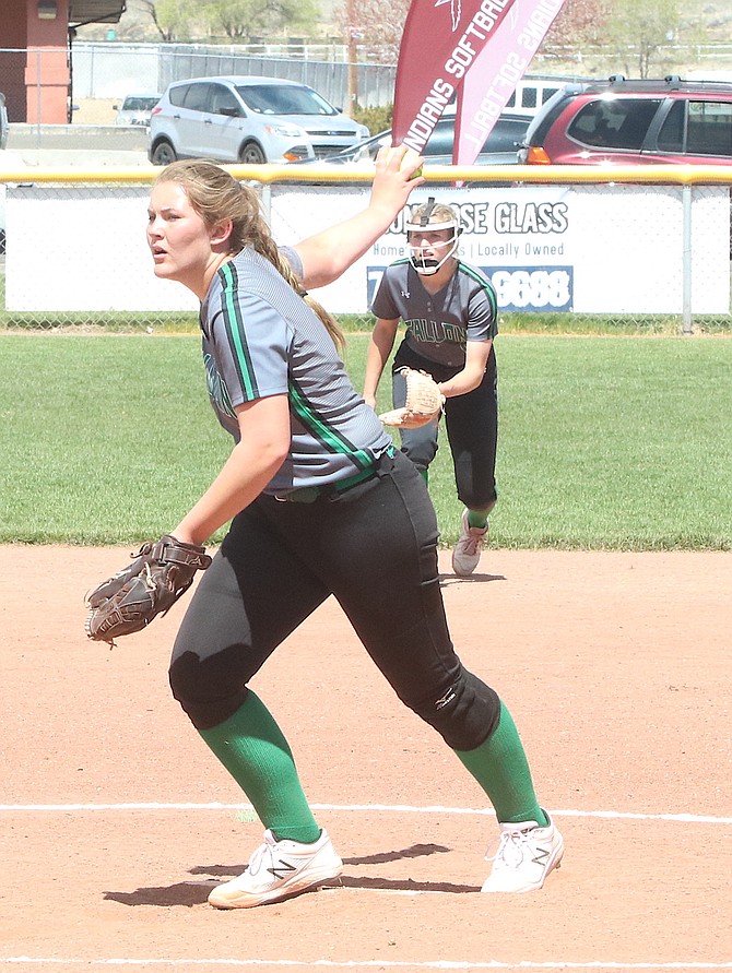 Lady Wave pitcher Trinity Helton hurled a complete Northern 3A-East game Saturday  and allowed one run on three hits. Fallon swept Elko in a doubleheader, 21-1 and 14-4.