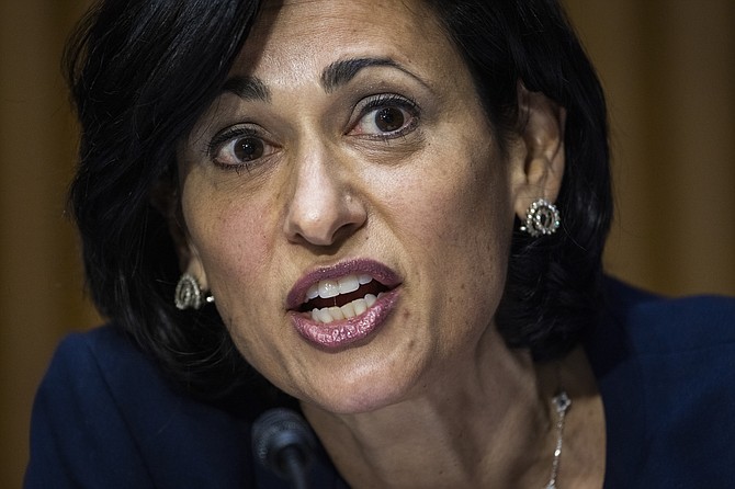 In this May 11, 2021 photo, Rochelle Walensky, Director of the US Centers for Disease Control and Prevention, testifies before a Senate Health, Education, Labor, and Pensions, Tuesday, May 11, 2021 on Capitol Hill in Washington. (Jim Lo Scalzo/Pool via AP)