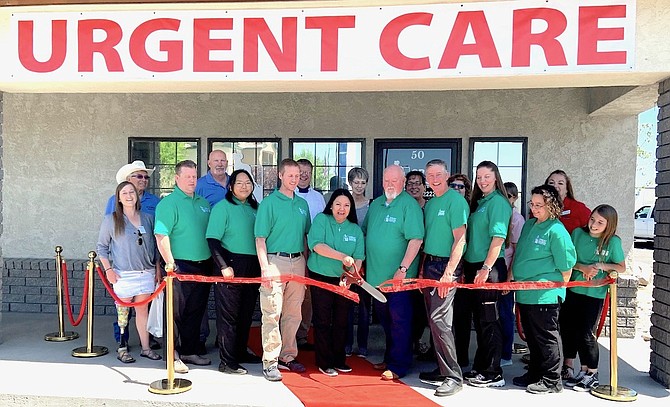 The Fallon Chamber of Commerce recently conducted a ribbon cutting ceremony at Great Basin Urgent Care. Front row, from left: Tim Farnsworth, Sophia Natividad, Chris Sessions, Quennie Manuel, Brent Kunzler, David Cain, Briget Small, Yessenia Maldonaldo and Aryanna Wagner.