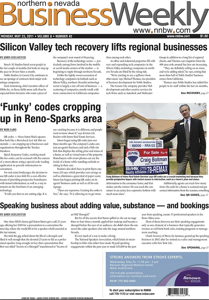 The cover of the May 23, 2011, edition of the Northern Nevada Business Weekly.