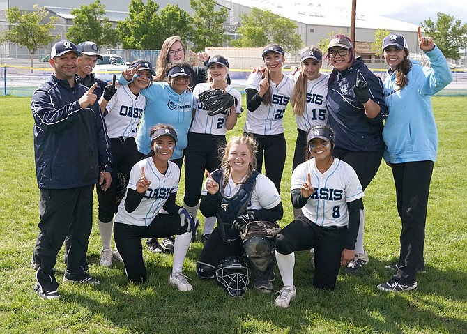 The Oasis Academy softball team defeated Pahranagat Valley in a best-of-three series on Saturday for the Class 1A Invitational title and the school’s first team championship.