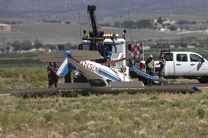 JT Humphrey took this photo of a plane that flipped at Minden-Tahoe Airport on Sunday afternoon.