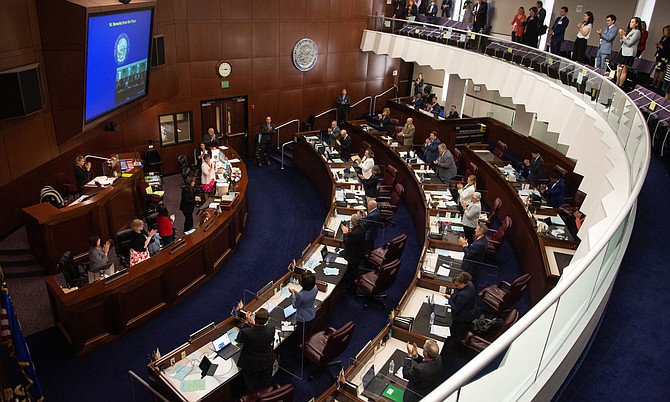 The Senate chambers during an afternoon floor session on the final day of the 81st session of the Legislature on Monday, May 31, 2021, in Carson City.