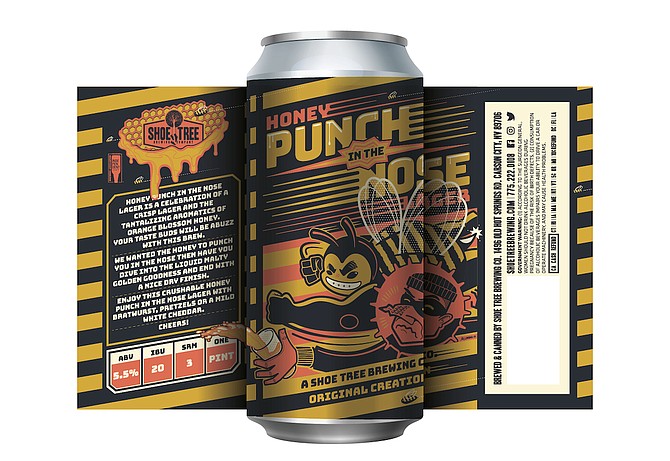 Honey Punch In the Nose Lager. Artwork by Matthew Lundahl