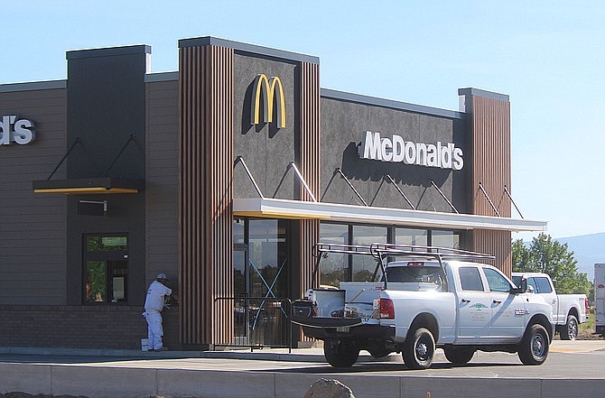 Crews complete finishing work on the new McDonald's in Minden in late May. The restaurant is expected to open before the end of June.