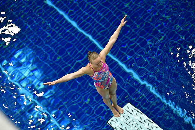 Carson City native Krysta Palmer prepares for her dive at the U.S Olympic Team Trials in Indianapolis, Indiana. Palmer and her partner Alison Gibson lead the 3-meter synchronized diving competition through the semifinals with the finals taking place Thursday.