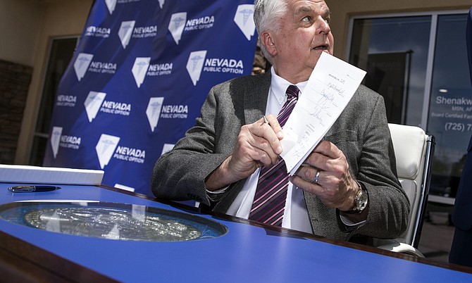 Gov. Steve Sisolak signed several pieces of public health-related legislation into law in Las Vegas on Wednesday, June 9, 2021.