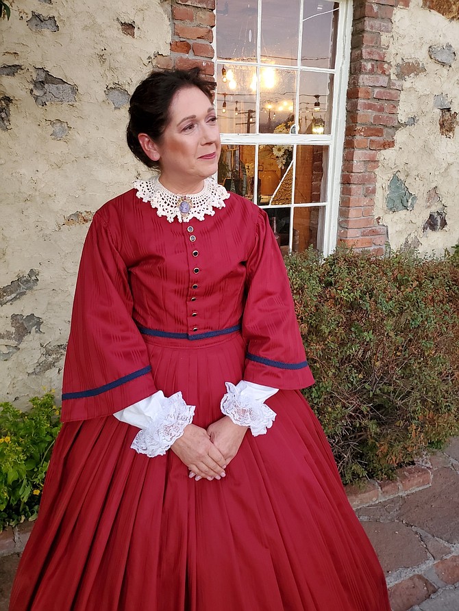 Kim Harris as "Libbie Custer.” Costume by DebiLynn Smith