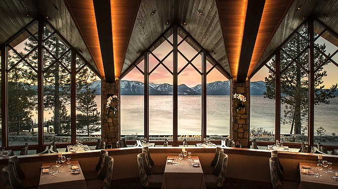 The view from inside Edgewood Tahoe Restaurant, located on the Nevada side of Lake Tahoe's South Shore.