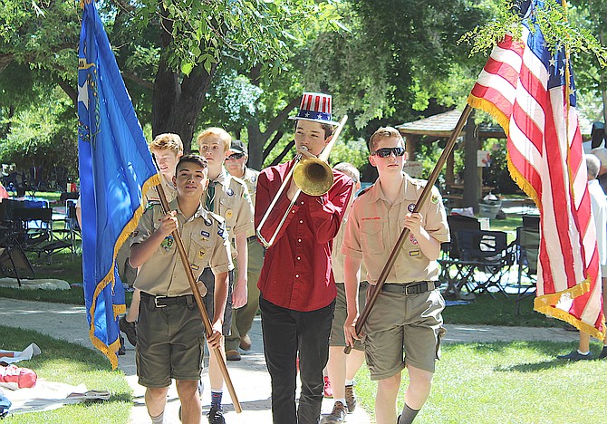Boy Scouts perform in the 2019 Genoa kids and pet parade in honor of the Fourth of July. The parades open the oldest town’s celebration which will feature the Carson City Symphony.
