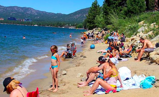 The beach at Lake Tahoe will be a popular place in the coming weeks, especially on Fourth of July.