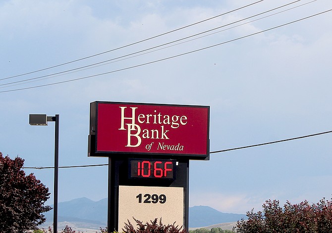 The Heritage Bank thermometer read 106 on Monday afternoon around 4 p.m. While that might be a slight exaggeration, it was definitely hot.
