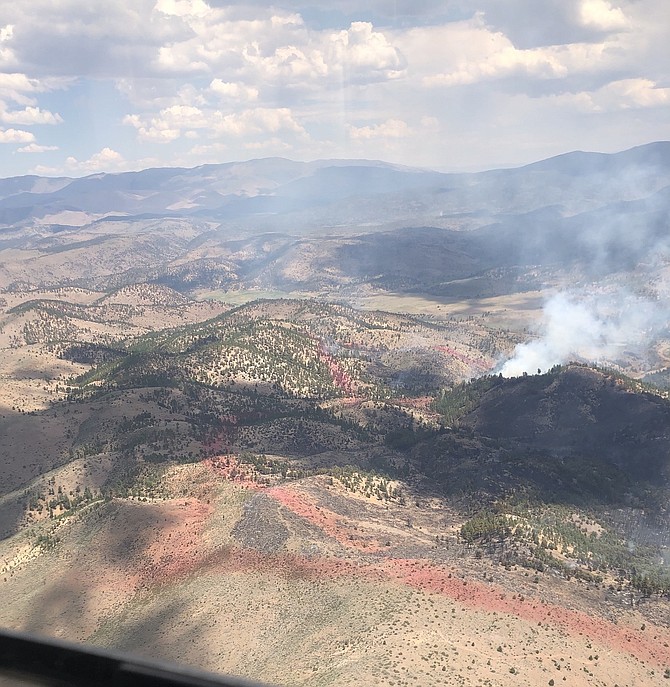 The East Fork Fire from the air on Sunday in this US Forest Service photo by Adrian Villegas