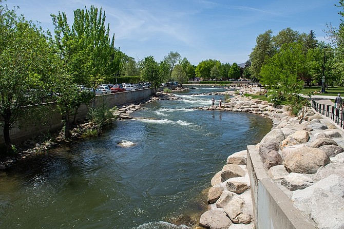 Wingfield Park in Downtown Reno along the Truckee River on Saturday, May 9, 2020.