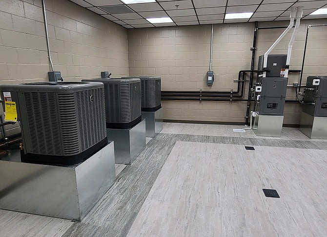 Construction of a Heating, Ventilation and Air Conditioning Lab is nearly completed in Sage Hall Room 101.