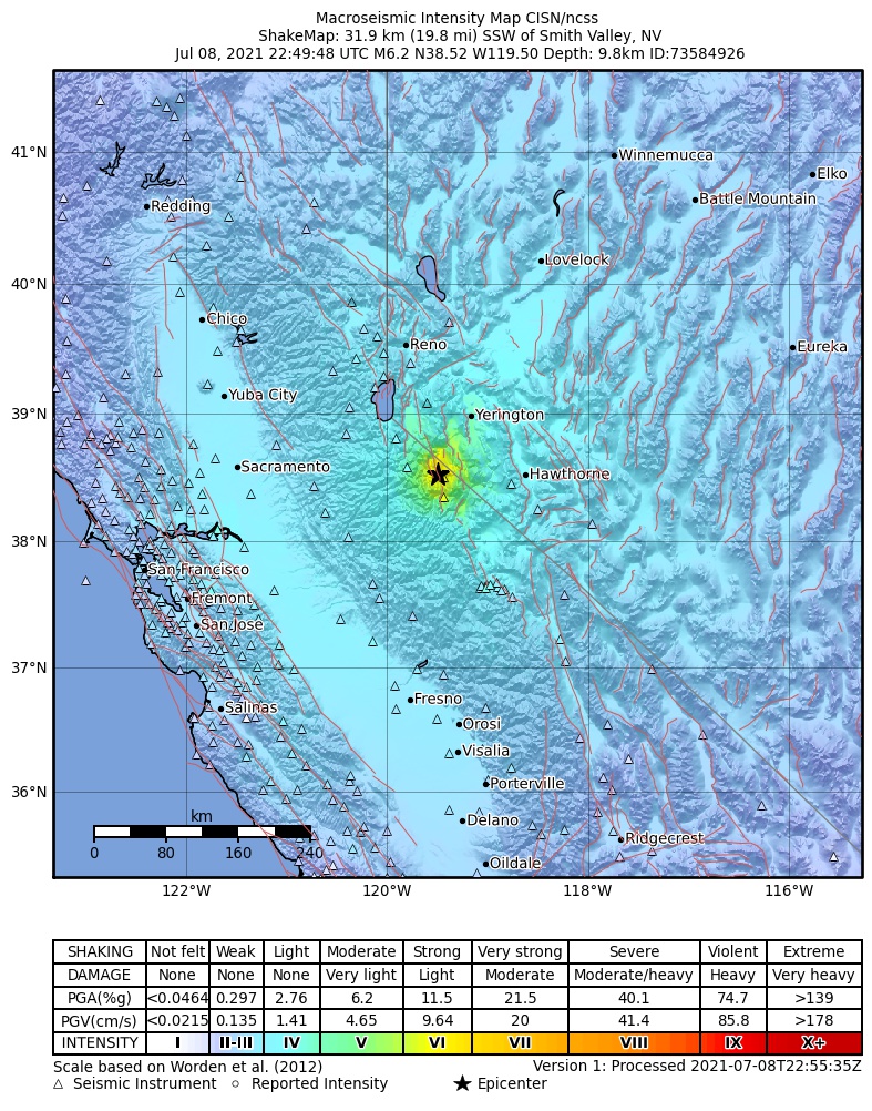 Update: 75 Aftershocks After 6.0 Quake Near Walker | Serving Carson ...