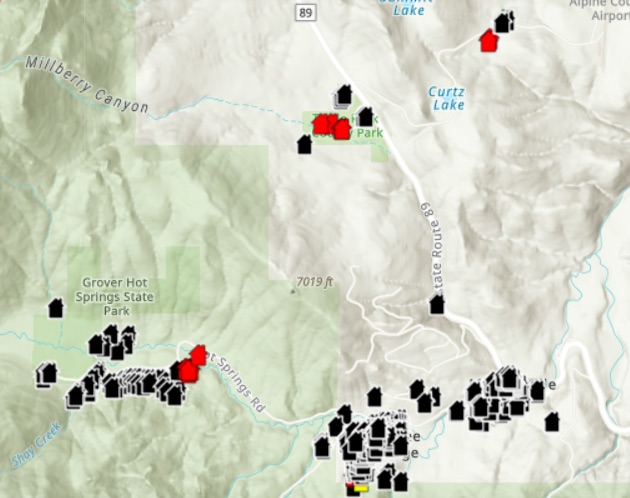 Alpine County releases map of destroyed and damaged structures | Carson ...