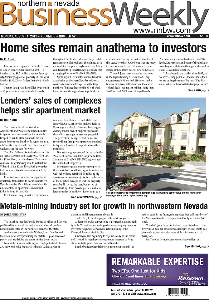 The cover of the Aug. 1, 2011, edition of the Northern Nevada Business Weekly.