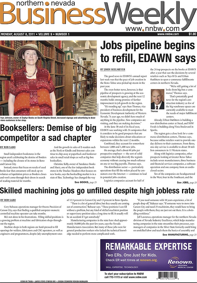 The Aug. 8, 2011, cover of the Northern Nevada Business Weekly.