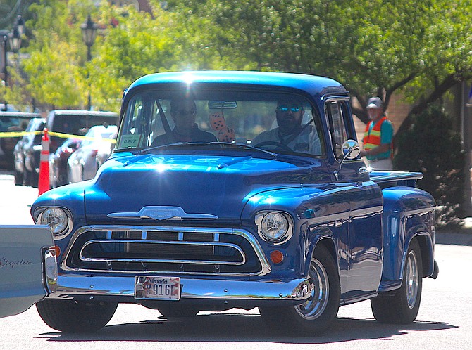 A classic pickup gleans in the sun during the Hot August Nights Poker Run in downtown Minden on Aug. 5. Tonight, Mike Schiller's revving up his Main Street Event on Esmeralda Avenue.