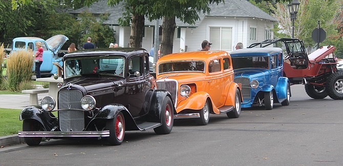 Classic cars are lined up along 5th Street in Minden as part of the Main Street Event on Friday night.