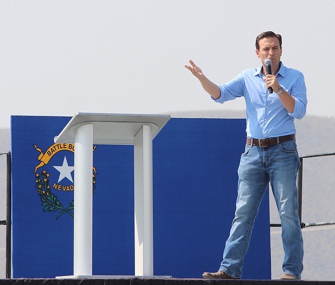 Former Nevada Attorney General Adam Laxalt speaks to the crowd. (Photo: Steve Ranson/NNG)