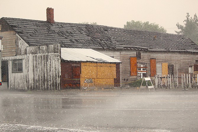 The Gardnerville Laundry west of the S-Curve in a rainstorm during a July 26 rainstorm.