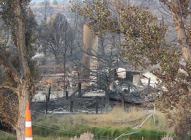 One of the homes destroyed along Highway 395.