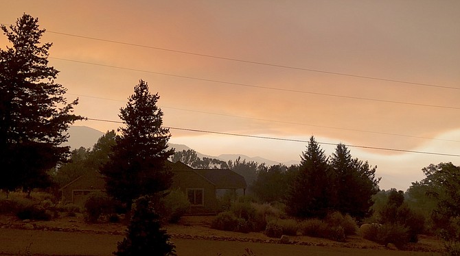 The smoke was getting thicker near Foothill Road in Carson Valley on Sunday night in this photo by resident Margaret Pross.