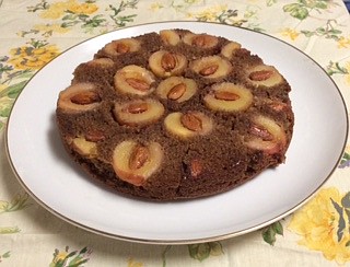 Michelle Palmer’s gingerbread upside-down cake is made with fresh peaches.