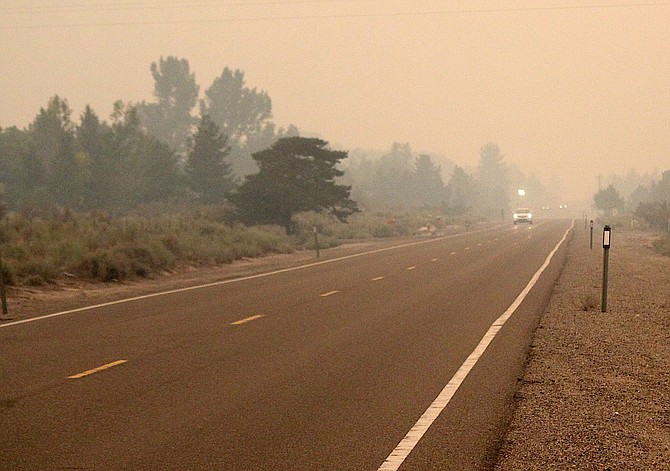 Foothill Road was quiet but smoky on Tuesday evening