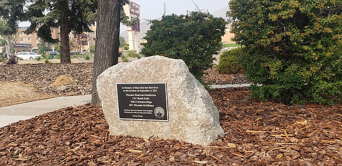 This memorial at the former location of the IHOP was dedicated by the Nevada National Guard on Sept. 6, 2020, the ninth anniversary.