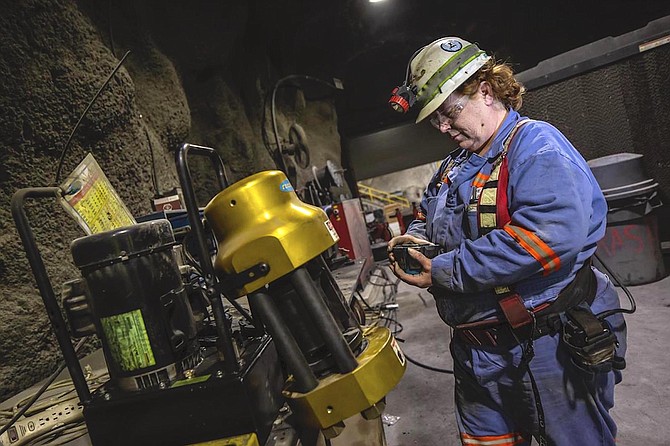 An employee of Nevada Gold Mines works a shift inside the Turquoise Ridge Mine located near Golconda, located in southeastern Humboldt County.