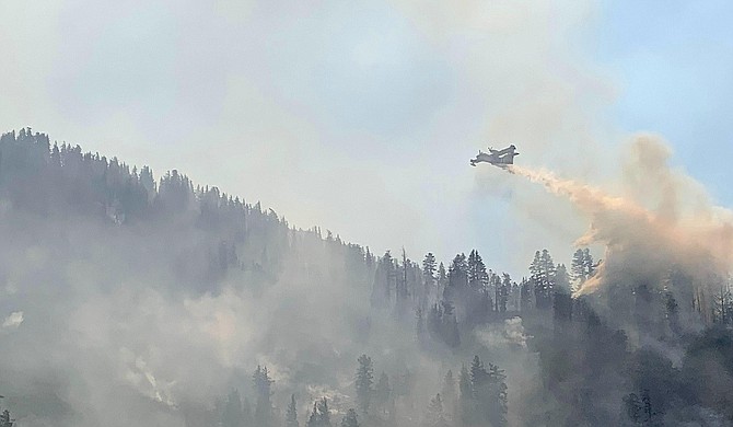 A super scooper in action over the Caldor Fire. U.S. Forest Service photo