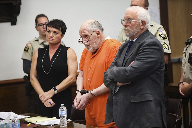John Dabritz listens Sept. 28, 2021 at the White Pine County Justice Court in Ely as the judge hands down a sentence of life in prison without possibility of parole for the killing of Nevada Highway Patrol Sgt. Ben Jenkins. (Rachel Aston/Las Vegas Review-Journal via AP)