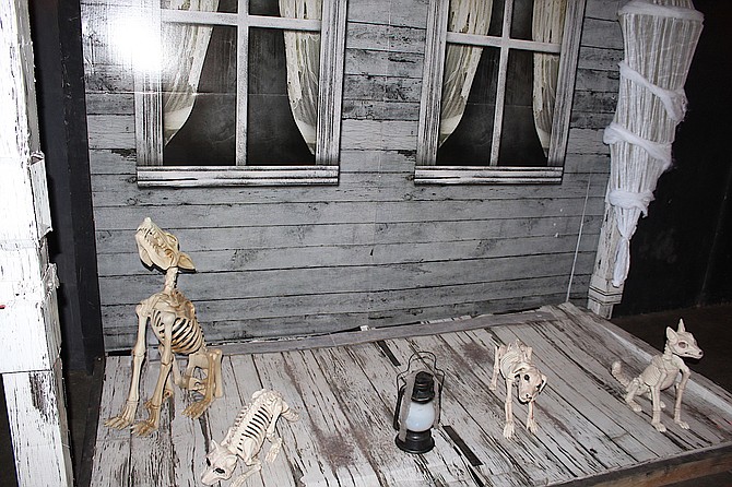 A pack of skeleton dogs greet visitors to last year's Fright at the Fairgrounds.
