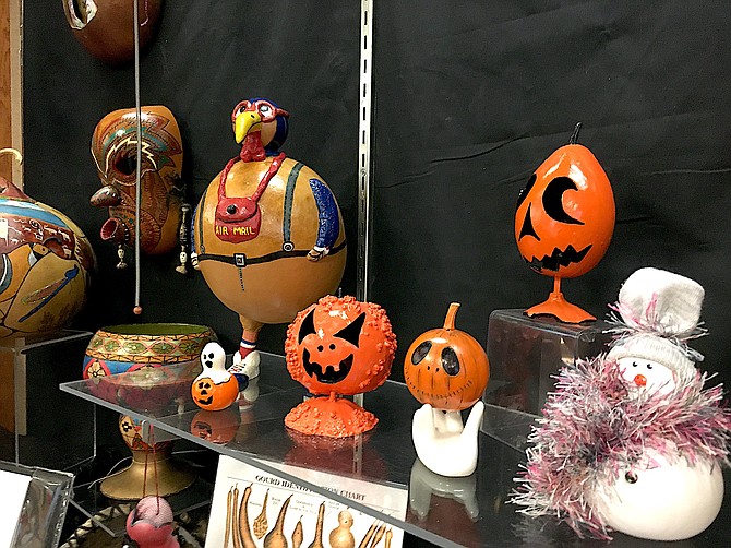 Holiday themed gourds are on display at the Douglas County Public Library's Minden branch.